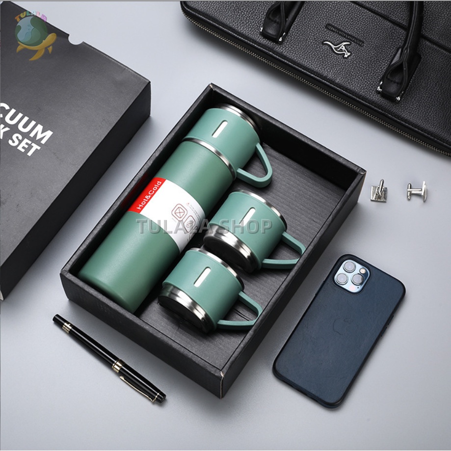 [TTULALA SHOP]Botol Minum Cangkir Premium 500 ML Panas Dingin / Termos Sultan Vacuum Flask Set