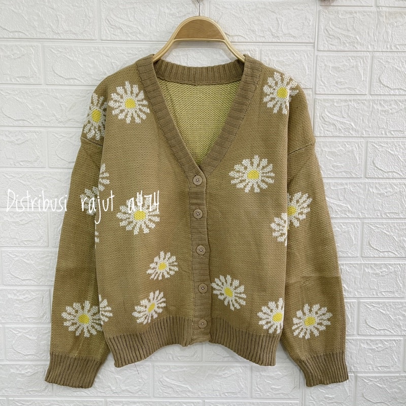 Vabesha Cardi rajut motif bunga| Cardingan Crop Top Atasan Cardingan Wanita Top Lengan Panjang