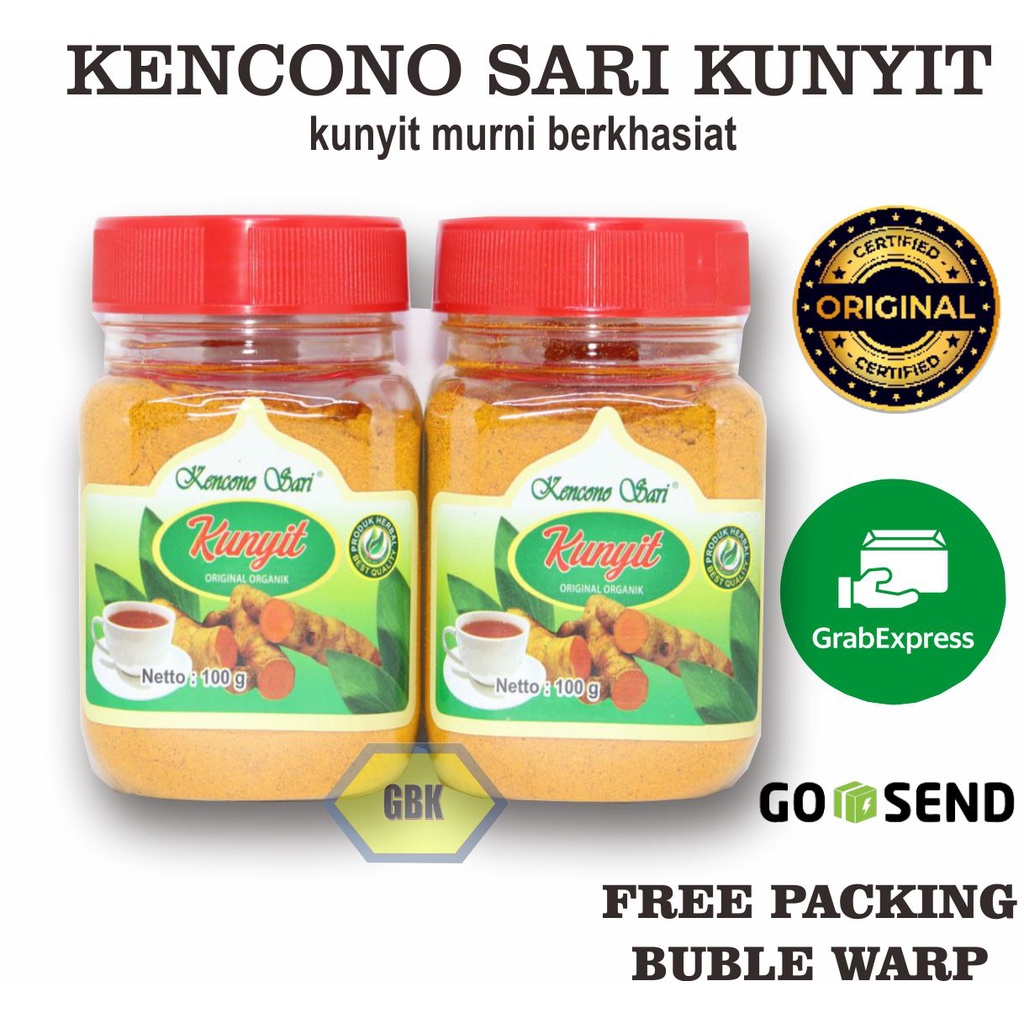 Kunyit bubuk organik | kunyit bubuk asli original 100gram kencono sari