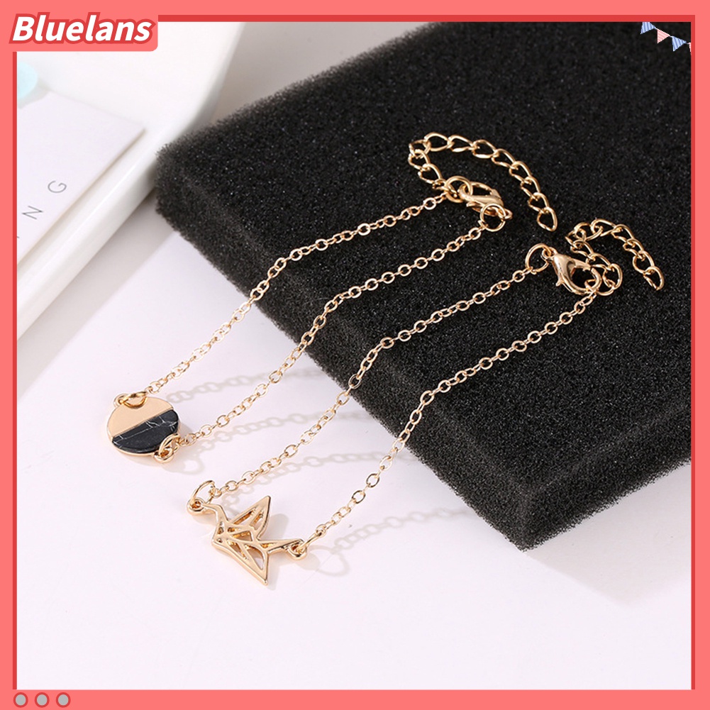 2pcs / Set Gelang Rantai Bentuk Merpati Bulat Model Hollow Untuk Wanita