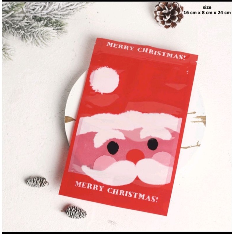 

Kantong plastik zipper motif santa kantong kado natal
