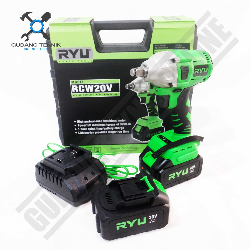 Mesin Impact Wrench CORDLESS RYU RCW20V / Mesin Bor BATERAI Pembuka Baut Motor Mobil RCW 20V - Impact Wrench RCW-20V RYU