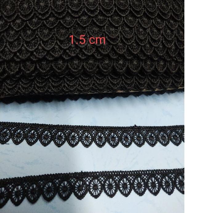 SALE✅RENDA giper 30.000/15 yard renda pinggir renda kecil hitam renda oki renda bordir renda baju|KD