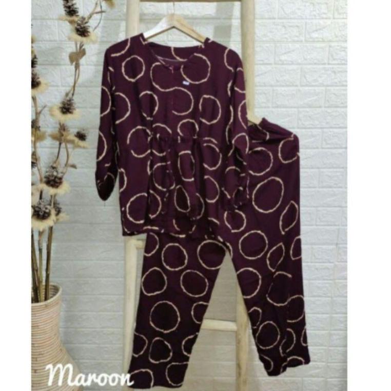 Setelan Tie Dye / Tie Dye Serut / One Set Rayon / Lengan Panjang / Motif Cincin • XAF.18Oc22l