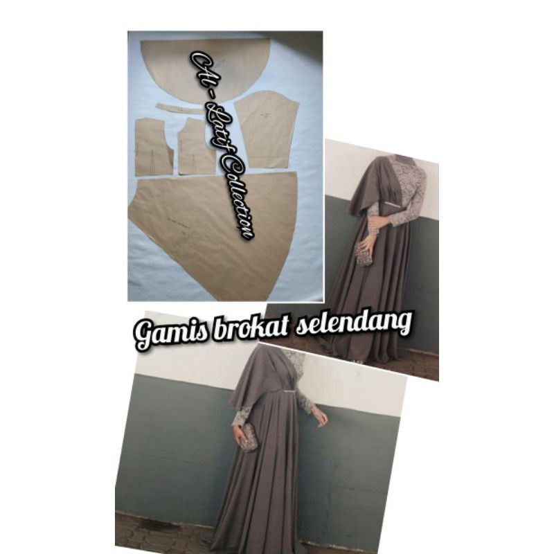 pola instan / pola jiplak GAMIS BROKAT SELENDANG