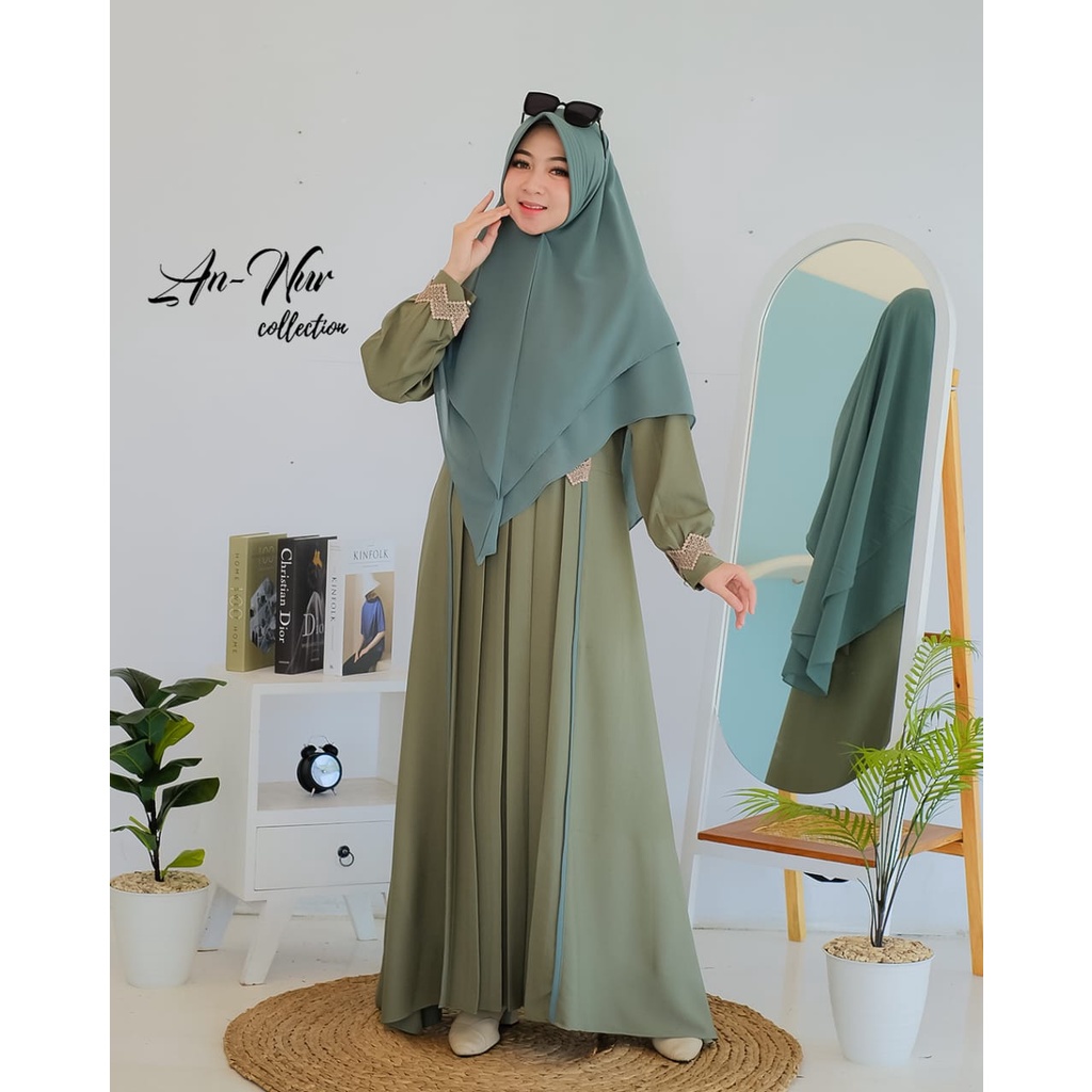 GAMIS SET KHIMAR RANIA ORI ANNUR ITYCREPE MIX CERUTY ALETA RENDA ESTETIK KOREAN OUTHER LOOK BAJU MUSLIM SYARI GAMIS PUTIH MANASIK HAJI UMROH