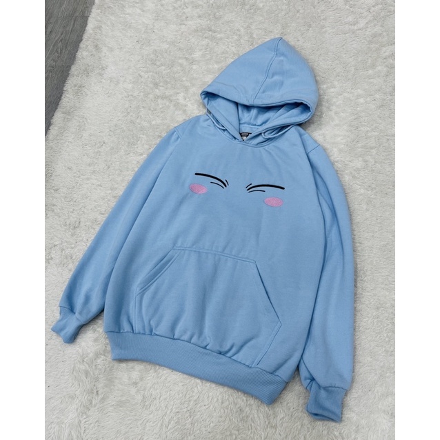 Hoodie Rimuru Face Embroidery Sky Blue Anime Manga Tensei Shitara Slime Datta Ken