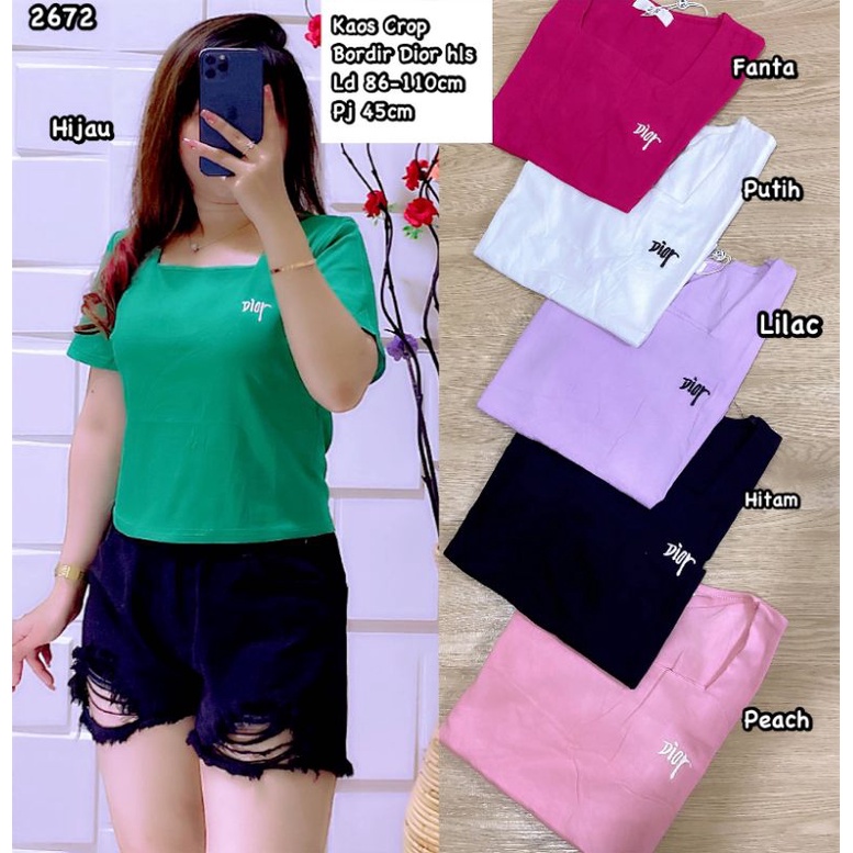 2672 Kaos Crop bordir Dior hls imp L