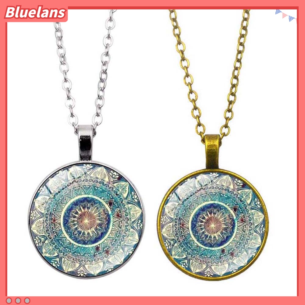 Bluelans Vintage Women Glass Cabochon Pendant Long Chain Mandala Necklace Jewelry Gift