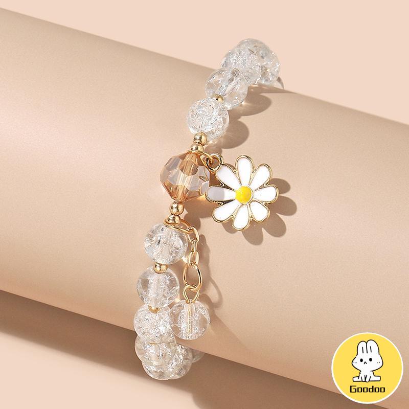 Gelang Rumbai Bunga Daisy Kristal Korea Wanita Gadis Gelang Perhiasan Aksesoris -Doo