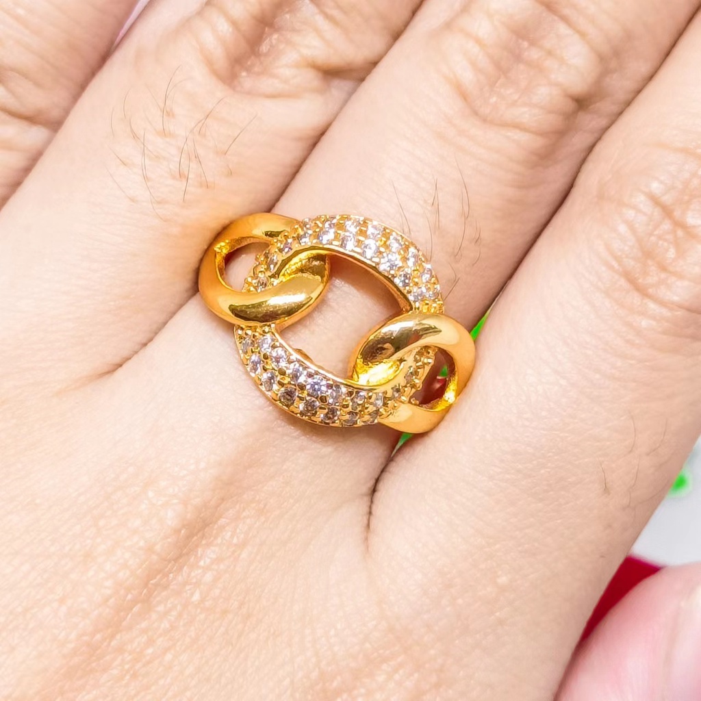 Cincin permata wanita zircon perhiasan lapis Emas 24k Gold fashion xuping