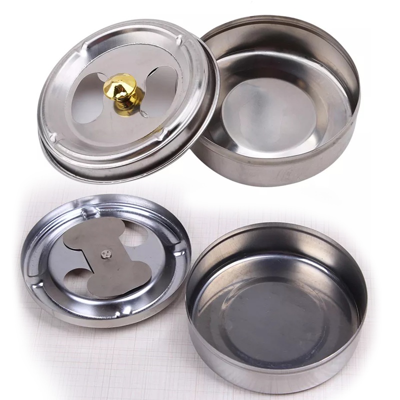 Asbak Tempat Abu Portable Stainless Tahan Karat Dengan Tutup Putar