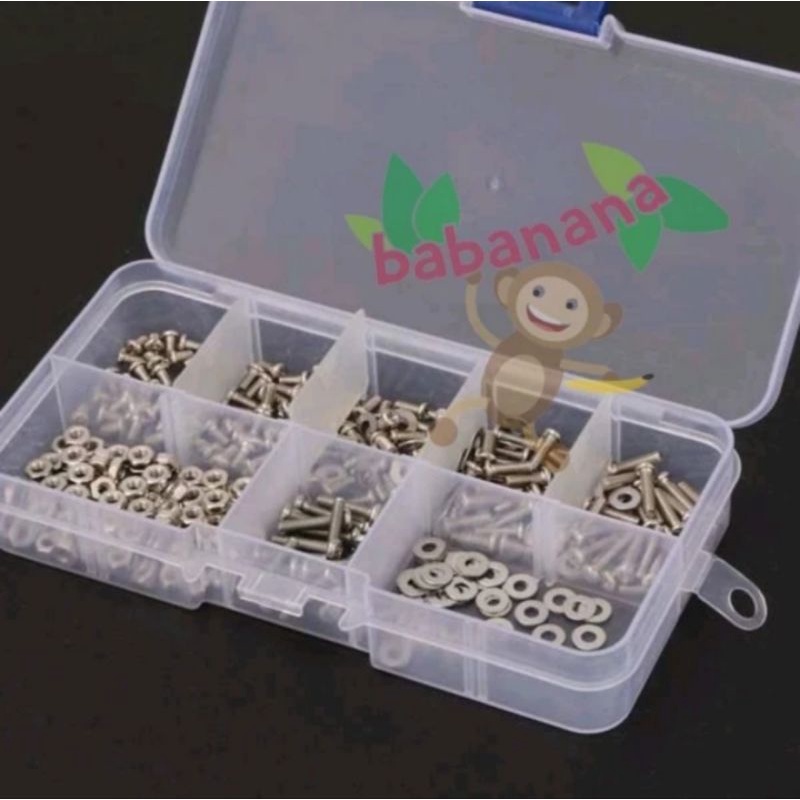 360pcs M2.5 baut mur washer set screw ring assortment kit stainless