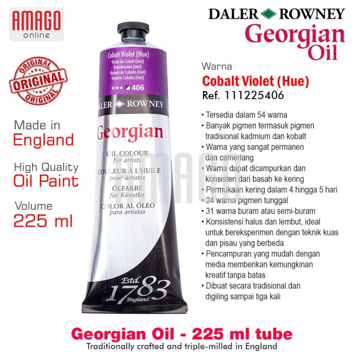 

Gilaa!!! Daler-Rowney - Georgian Oil Paint 225 Ml -Cobalt Violet Hue -111225406 Bergaransi