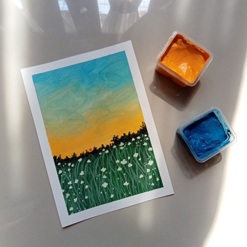 

Lukisan Bunga Sunset | media cat gouache | Handmade