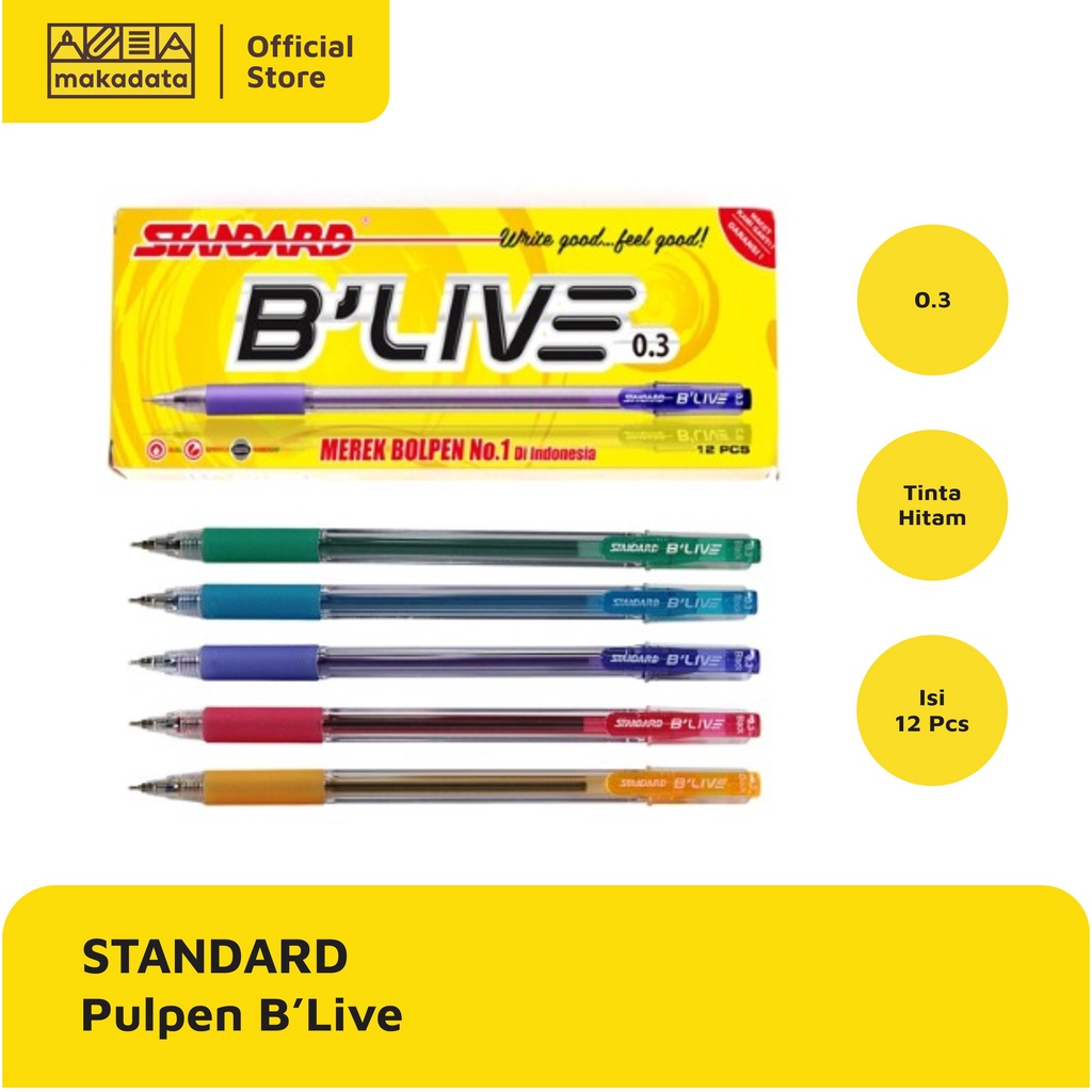 

BOLPEN / BALLPOINT / PULPEN STANDARD B'LIVE 0.3 (1PAK) MURAH