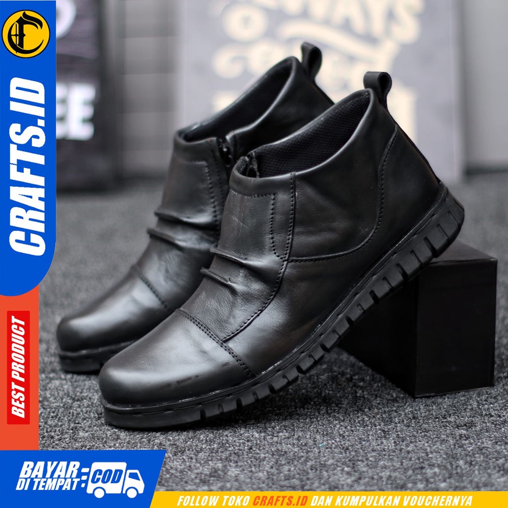 CRAFTS prompto - Sepatu Boots Formal Pantofel Kulit Asli Kerja Pria
