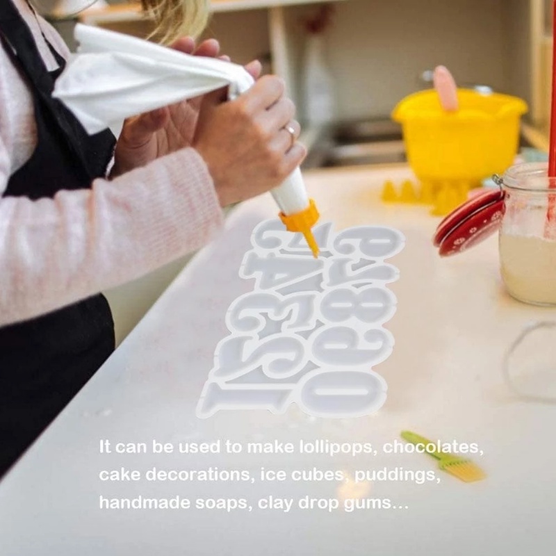 Cetakan Permen Lolipop / Cokelat Bentuk Digital Bahan Silikon Transparan Untuk Dekorasi Kue Ulang Tahun