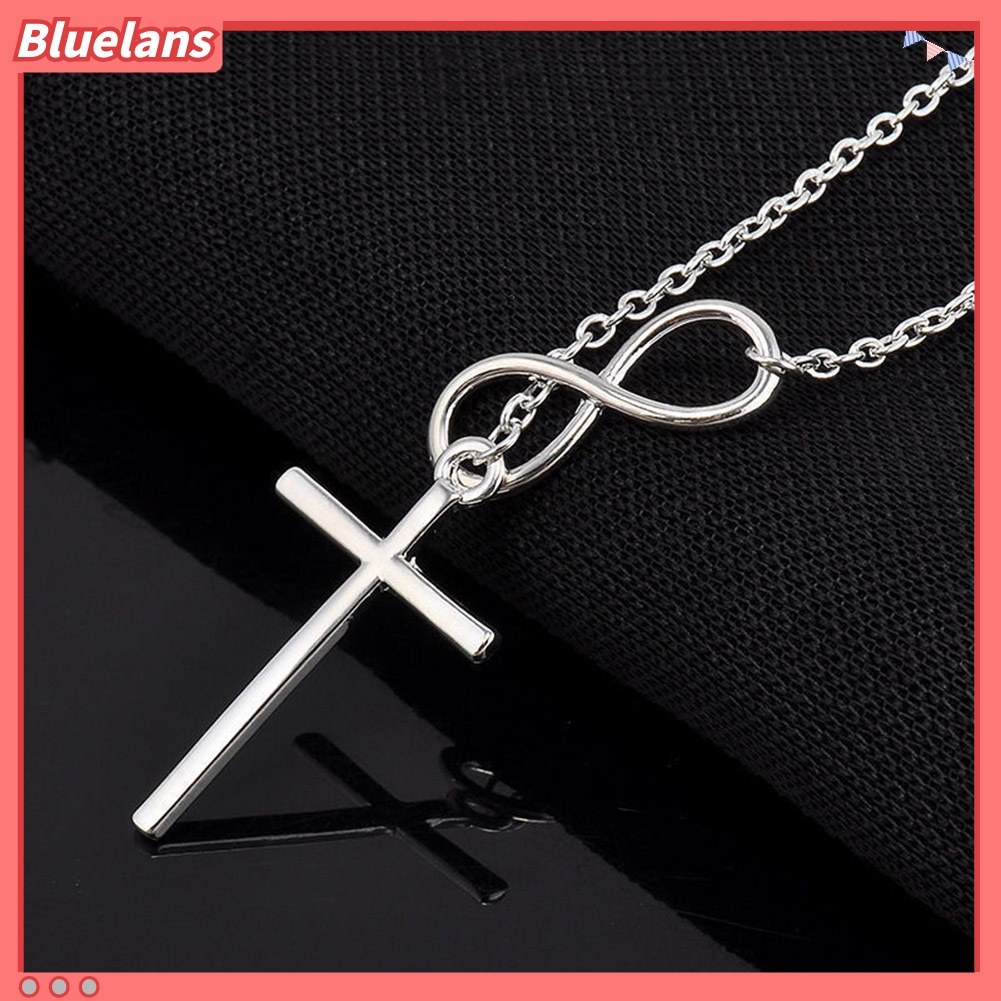 Bluelans Fashion Infinity Cross Pendant Metal Women Lady Chain Necklace Jewelry Gift