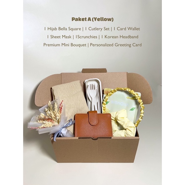 Hampers Hijab Bella Square / Kerudung Segi Empat / Gift Set Wanita / Gift Box Cewek Ultah / Kado Gra