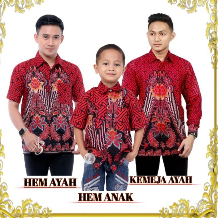 {TWG.18Oc22ᴷ} COUPLE BAJU BATIK AYAH DAN ANAK COWOK MERAH BATA / BAJU AYAH DAN ANAK