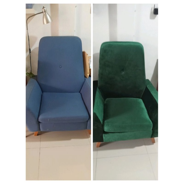 servis sofa/ ganti kain dan tambah busa sofa modern fabilio