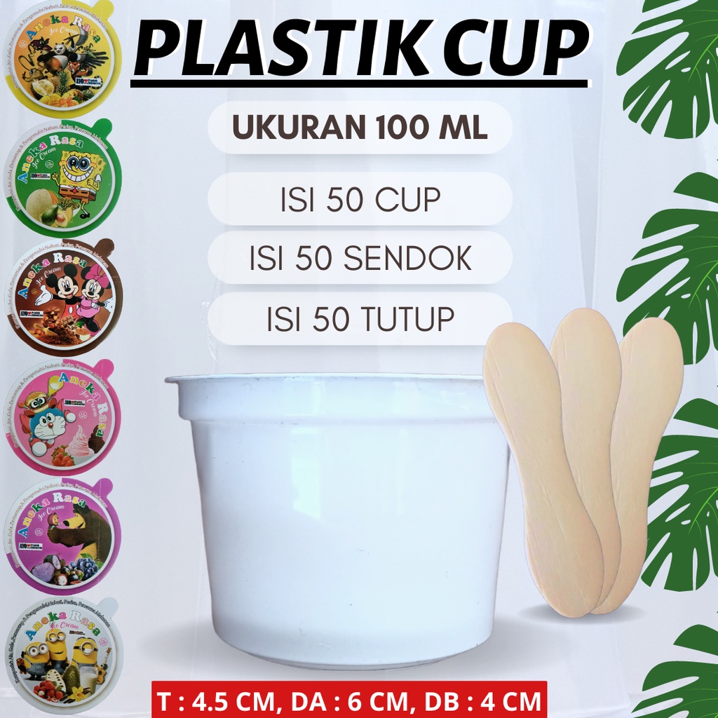 CUP PUDING TUTUP / PLASTIK CUP ES 100 ML / CUP UNTUK ES CREAM/ CUP ICE KRIM / CUP POLOS 100 ML