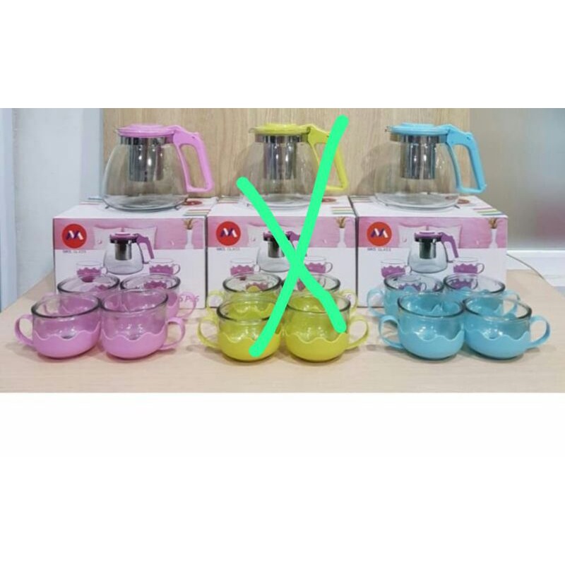 Tea Pot Sarangan Set 5 In 1 - Teko Gelas Cangkir Tempat Minum TeaPot