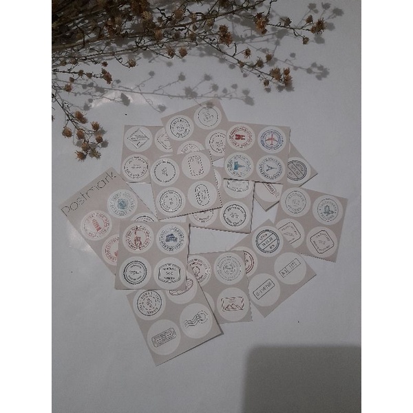 Stiker Postmark/ Stiker Vintage/ Stiker Perangko