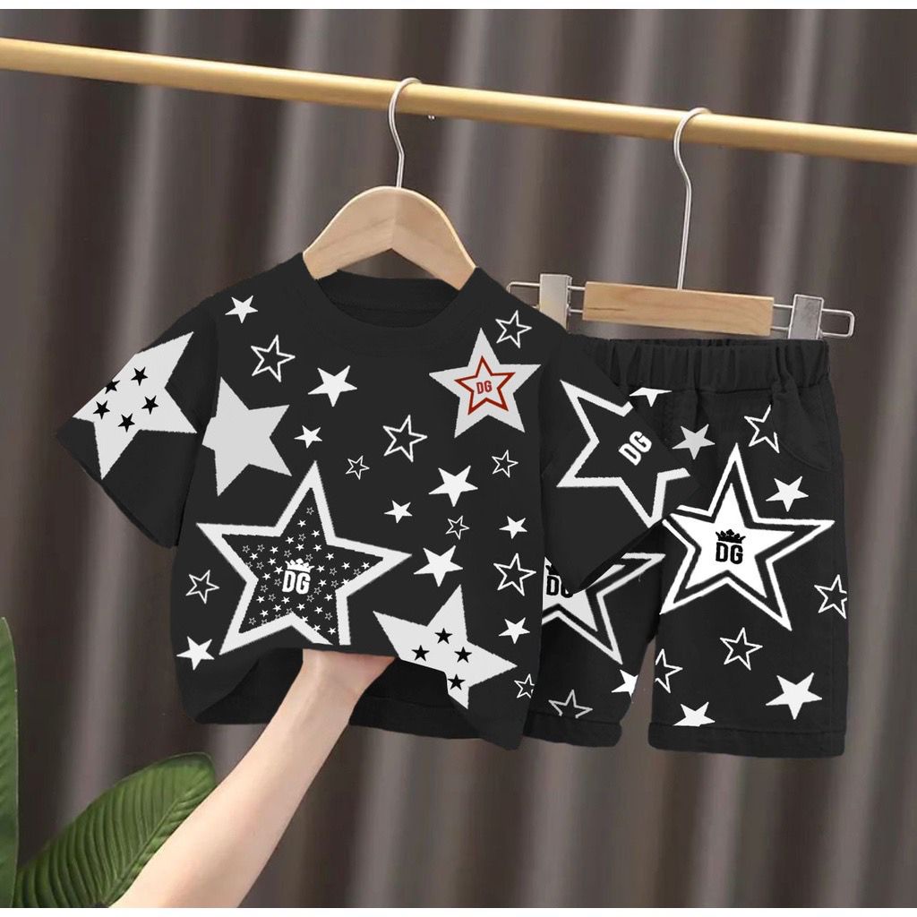 SETELAN ANAK USIA 1-5 TAHUN // PAKAIAN ANAK-ANAKK LAKI-LAKI DAN PEREMPUAN // FASHION MOTIF BINTANG STAR DG  CEWEK COWOK BISA PAKAI// BAJU BAHAN COMBAD ADEM TERLARIS  // PROMO  STELAN TERBARU 2022