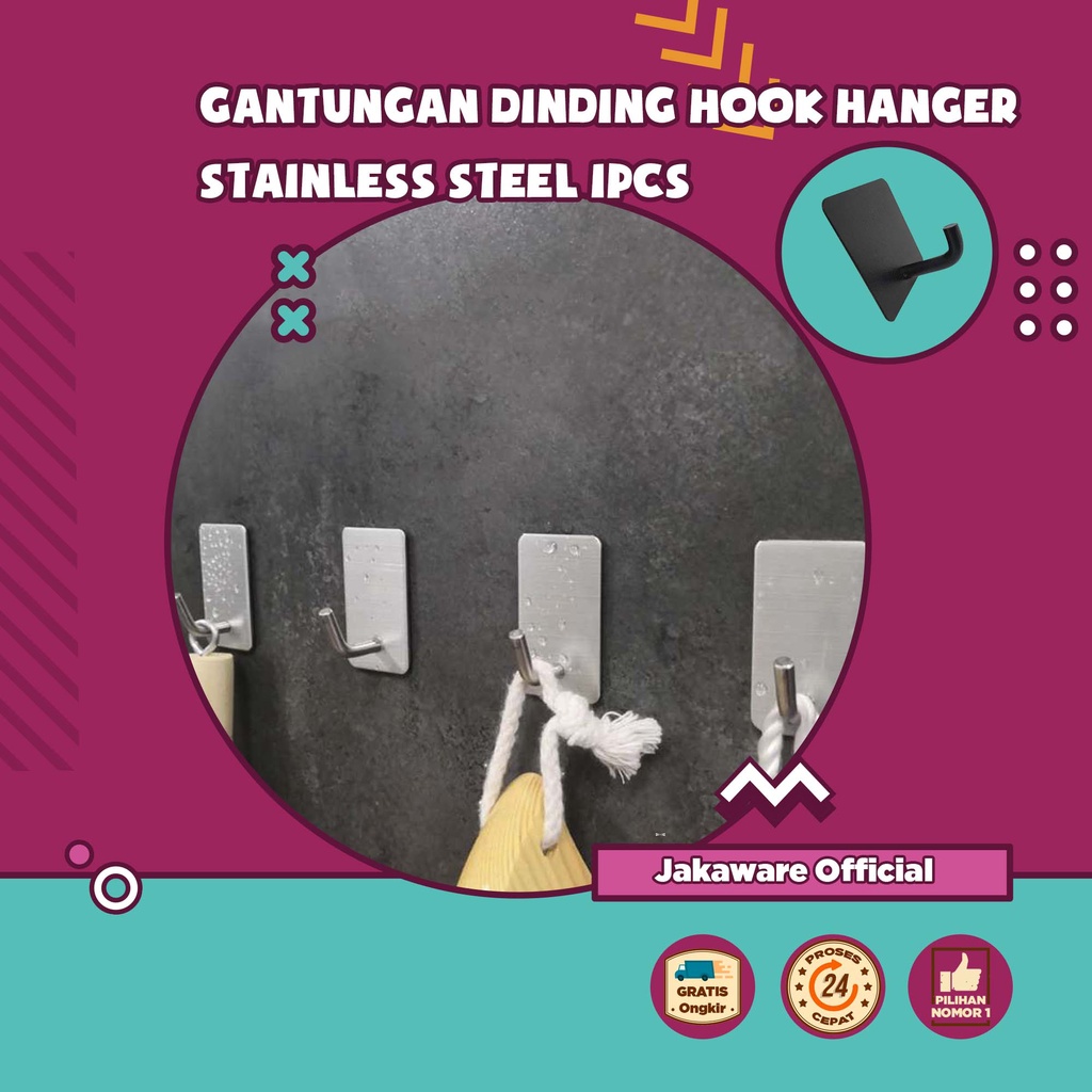 GANTUNGAN DINDING HOOK HANGER STAINLESS STEEL 1PCS MENEMPEL TEMPEL TEMBOK KUAT MAGIC BAJU PAKAIAN CE