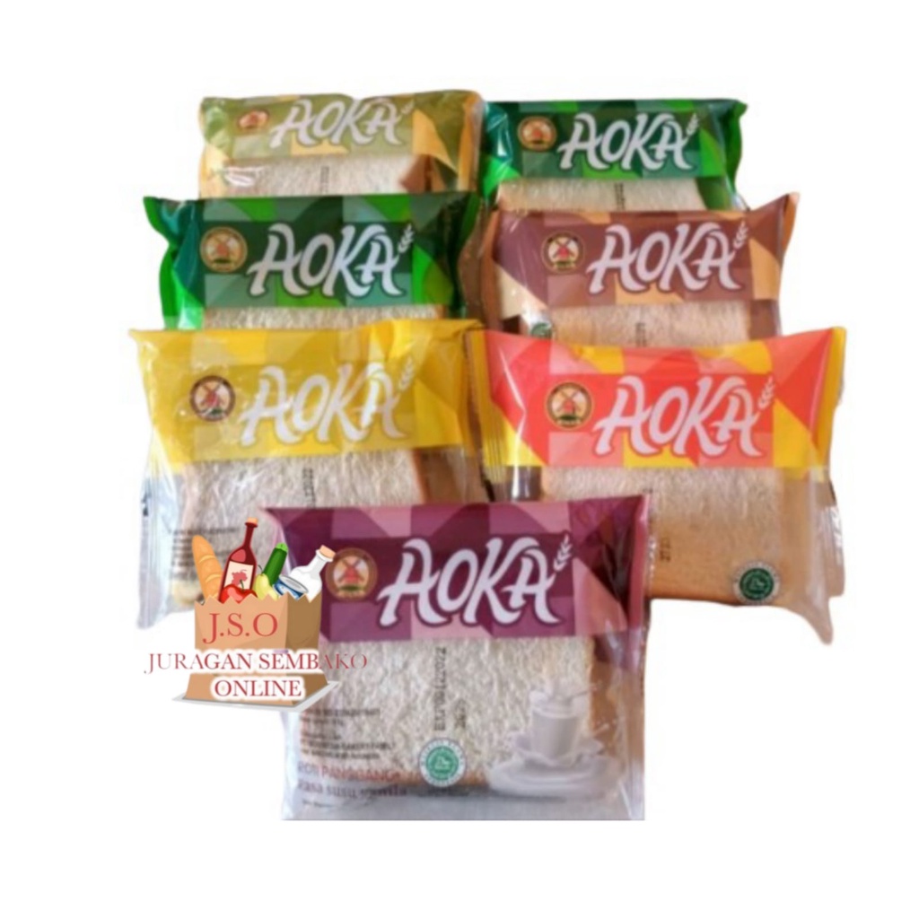 ( JSO ) AOKA roti panggang all varian rasa coklat vanila strawberry keju  Durian nanas blueberry