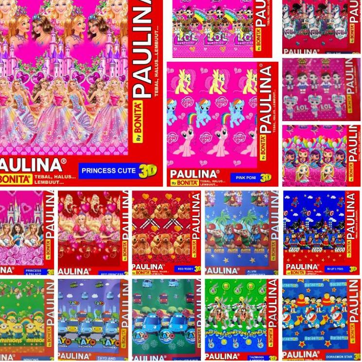 Recomended Selimut paulina(bonita)uk 160x200 motif anak/karakter/kartun:princess nella,kuda pony,Lol