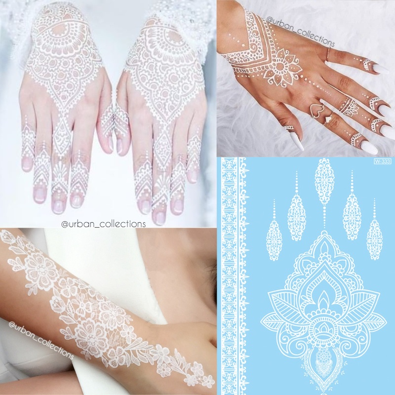 Tato Hena Pengantin Bride Tattoo Henna Instan Henna Putih Wedding Tattoo Waterproof Cantik Sticker H