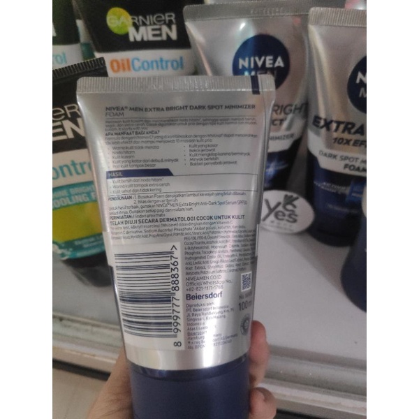 Nivea Cewek Cowok Men Extra Bright 10x Effect 100ml Dark Spot Minimizer Foam Bersihkan Noda Hitam Sabun Cuci Muka Wanita micro Serum Pria Laki Man