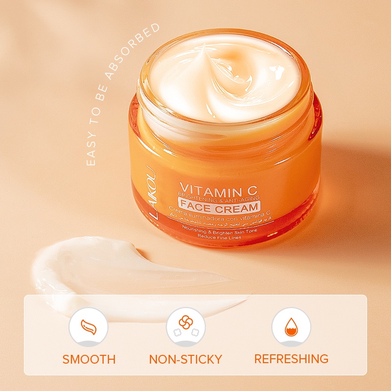 LAIKOU Vitamin C Memudarkan Bekas Jerawat Krim Wajah Meringankan Bintik Pelembab Mencerahkan 50g
