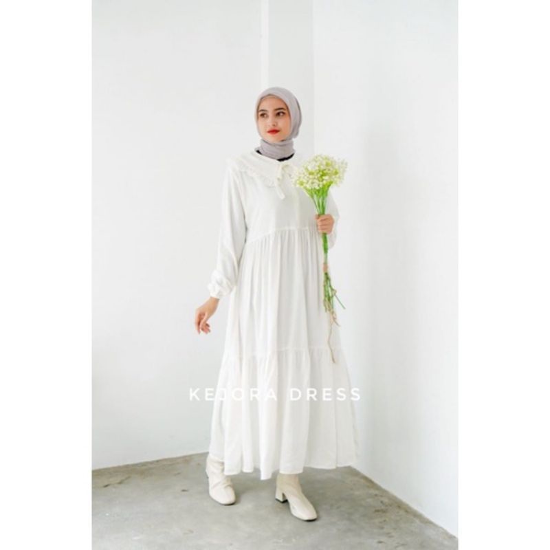 MIDI Dress Luna-Dress Susun Polos Wanita Terbaru-Jumbo