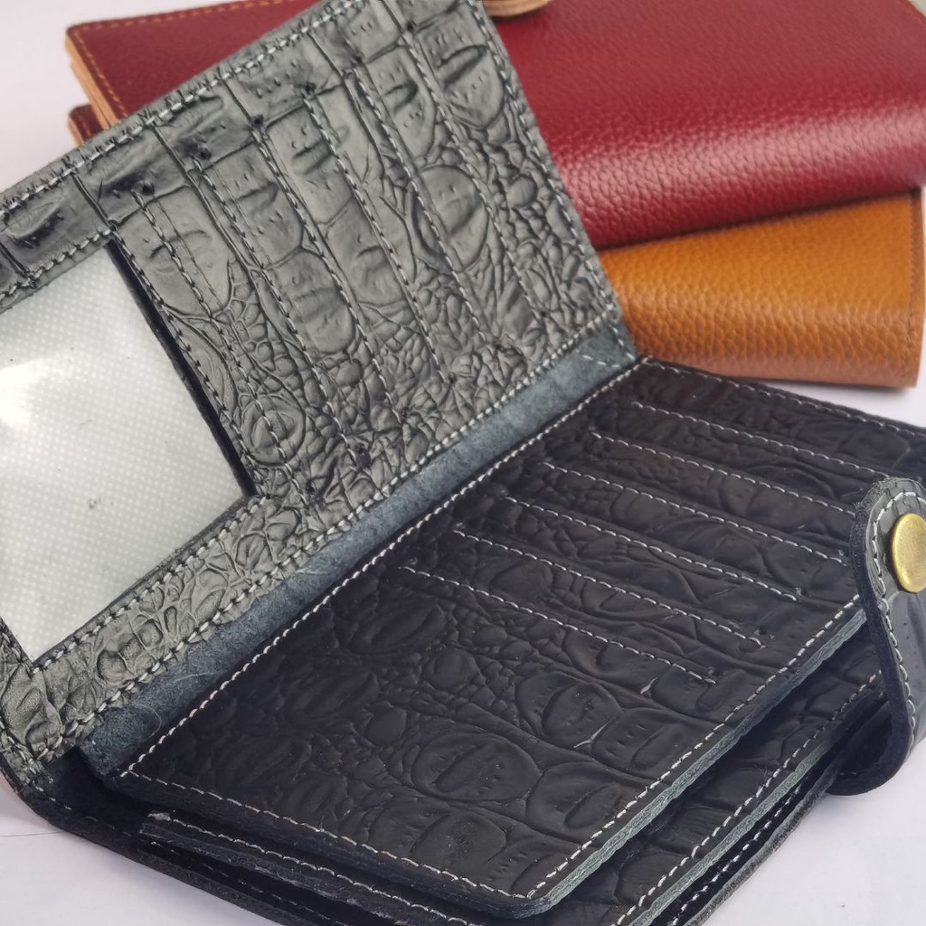 CEDRO LEATHER Dompet kulit asli panjang kancing banyak kartu tipe Lexi