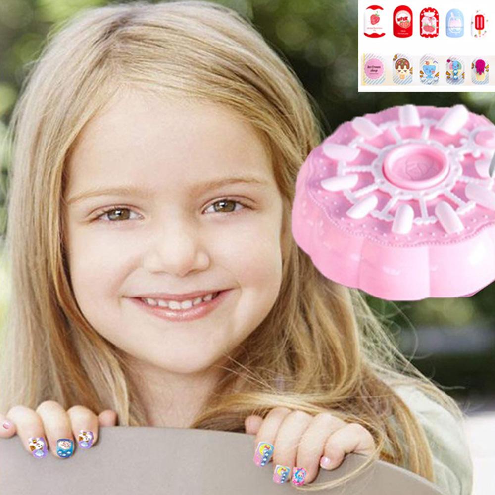 Mxbeauty Set Nail Art Anak Untuk Gadis Hadiah Musim Semi 3D Bunga Bayi Kuku Makanan Penutup Kue Pola Manicure Set Nail Art Untuk Anak-Anak