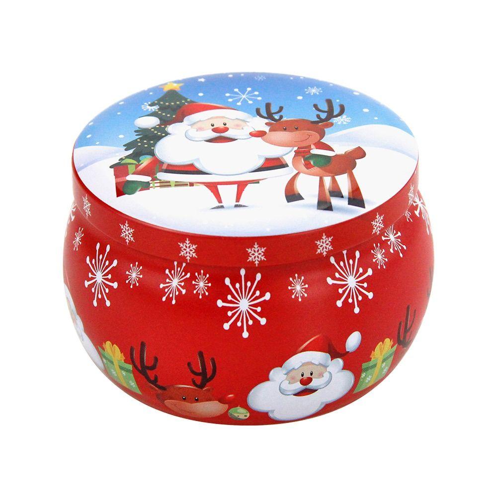 R-flower Christmas Iron Box Tinplate Scented Tin Jars Wadah Lilin Aromaterapi Candle Pot