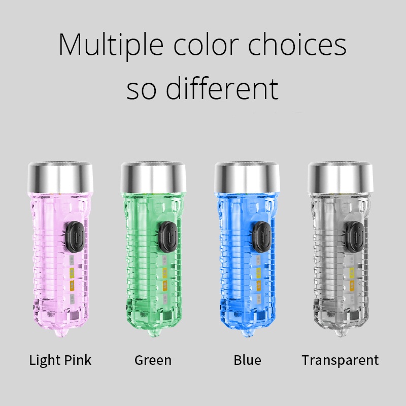 Mini LED Keychain Flashlight USB Rechargeable 7 Modes Multi-function Camping Bright Flashlight for Outdoor