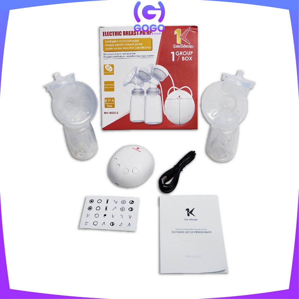 GOGO-C24 Pompa Asi Elektrik Otomatis 2 Botol Susu | Double Breast Pump Electric Automatic Breastpump