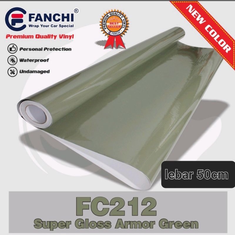 Sticker Fanchi FC212 Super Gloss Glossy Armor Green Premium Wrap per 50cm