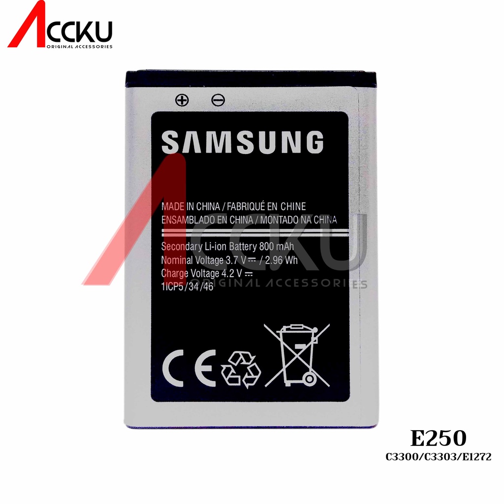 E250   85% Battery Samsung   100% Baterai Samsung Galaxy Champ E250 / C3303 / C3300 / AB463446BU