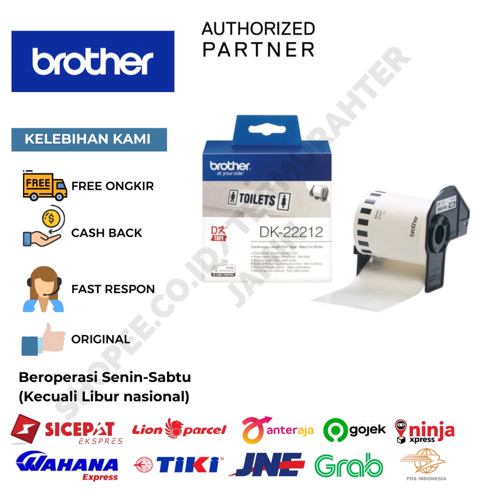 

BROTHER DK-22212 CONTINUOUS FILM LABEL ROLL (62MM X 15.24M) DK22212