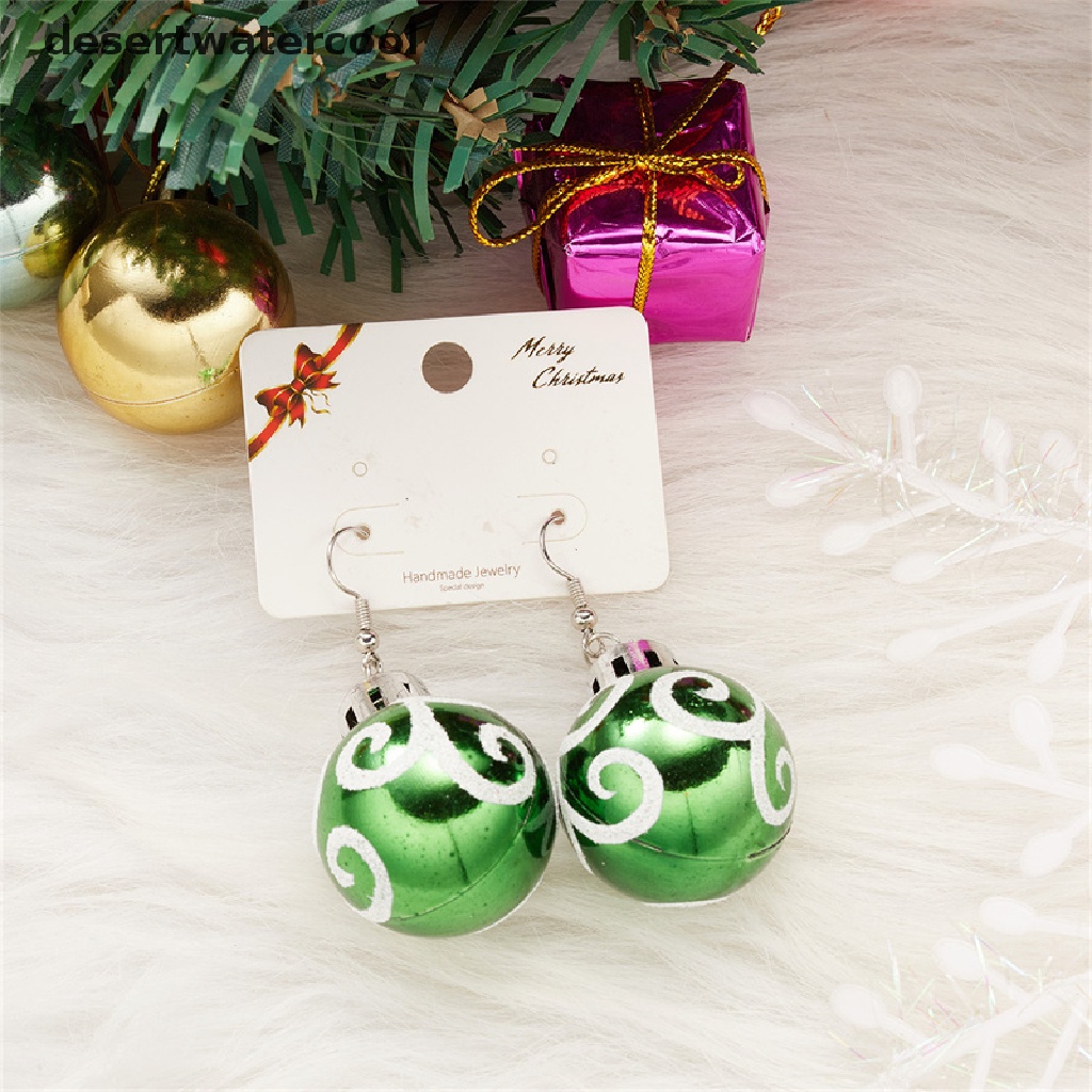 Anting Bentuk Bola Bintang Warna Hijau Merah Bahan Resin Gaya Vintage Untuk Wanita