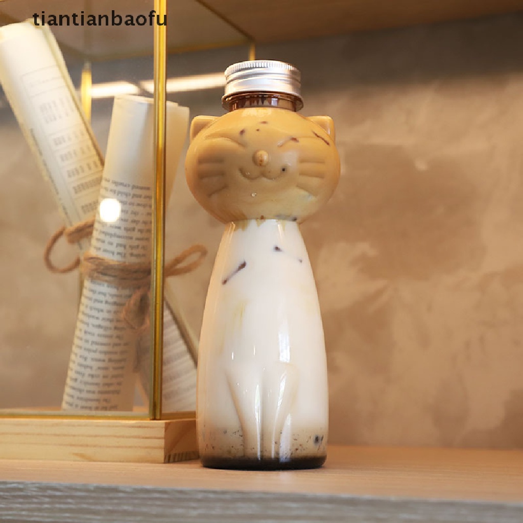 Botol Jus / Susu / Teh / Jus Homemade Desain Kucing Transparan