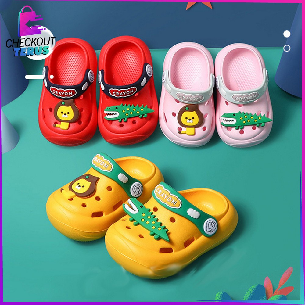 CT S39 Sandal Sepatu Anak Dengan Tali Belakang Bahan EVA Motif Dinosaurus Lucu Anti Slip Waterpoof Import Cute Slipper Baby Gemoy