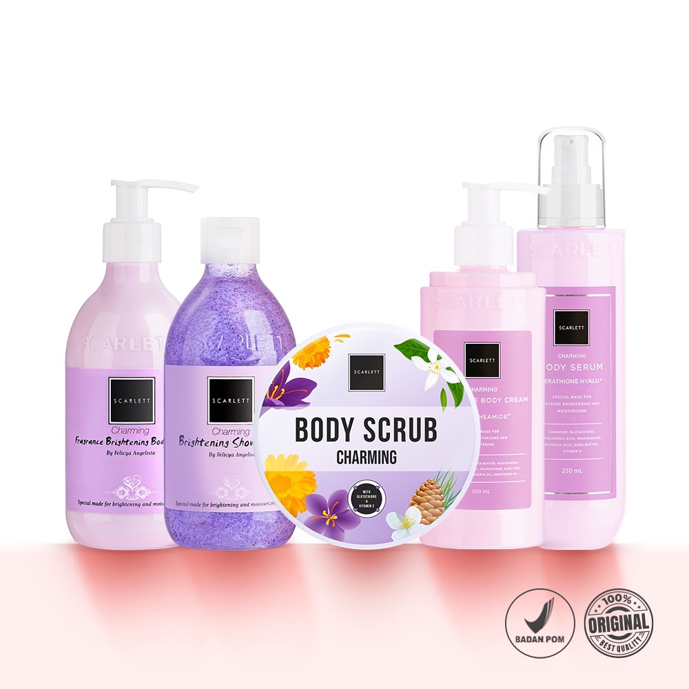 ★ BB ★  Scarlett Whitening Charming SERIES | Body Lotion - Body Cream- Body Serum - Body Scrub - Shower Scrub