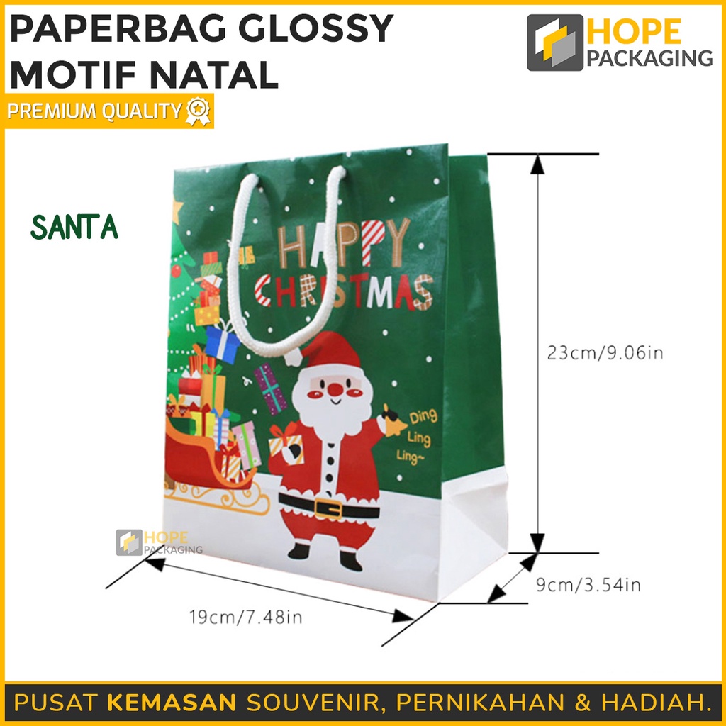 Paperbag  Kantong Glossy Natal import untuk kado / goodiebag / Paper Bag